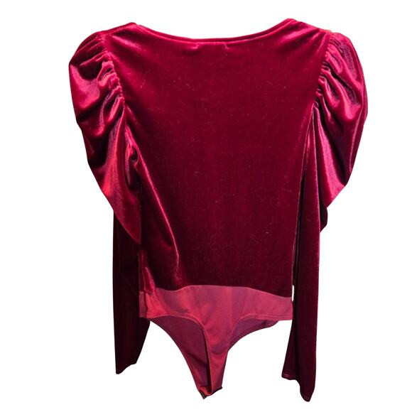 NWT Fashion Nova Small Maroon Velveteen Women's Top Shirt Misses Size S 4 6 New - Picture 5 of 6